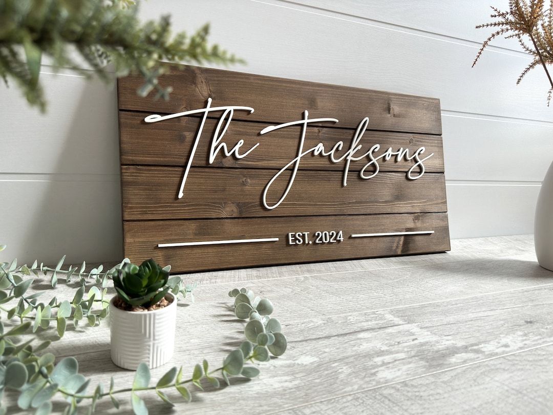 Custom Wood Sign, Personalized Family Name Sign, Wedding Gift, Last ...