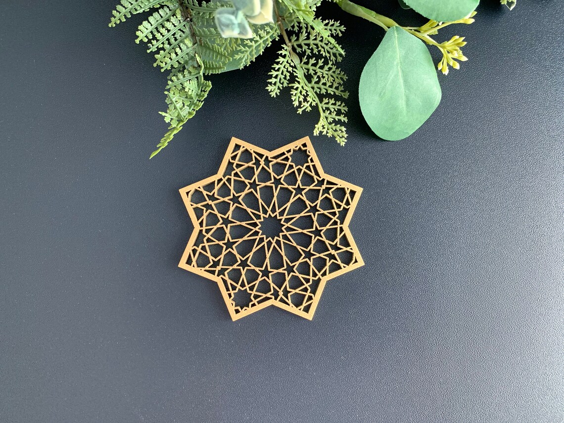 Ramadan Tree Decorations, Islamic Pattern, Baltic Birch Plywood Set of ...