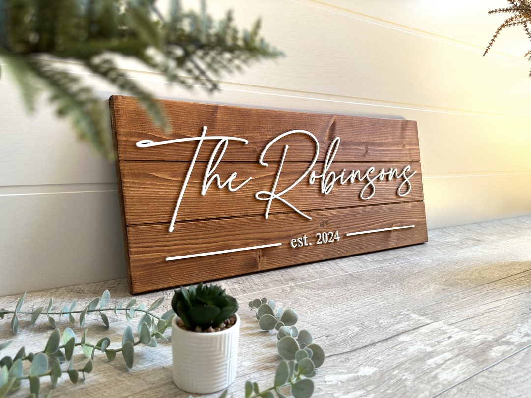 Personalized Family Name Wood Sign – Custom Wedding, Anniversary & Home ...