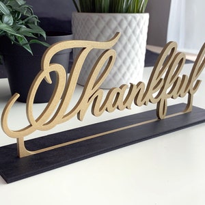 Dankbaar vrijstaand tafelbord, woonkamerteken, staand bord, houten bord, huisinrichting, kerstdecoratie, vakantiedecor