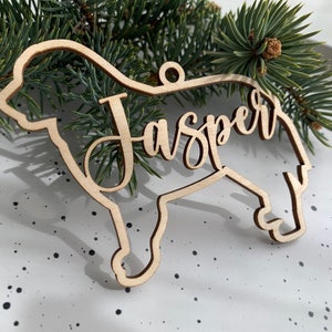 Berner Sennenhund Ornament, personalisierte Hunderasse Ornament, benutzerdefinierte Weihnachtsverzierung, Holz Haustier Ornament, Weihnachtsbaum Dekor