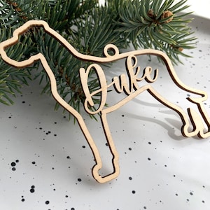Ornamento para cachorro Great Dane, enfeite personalizado para raça de cachorro, enfeite de natal personalizado, enfeite de madeira para animais de estimação, decoração de árvore de Natal