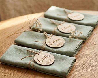 Personalized Wooden Name Tags | Wedding Place Cards | Custom Engraved Gift Tags | Wedding Favor Tags | Christmas Name Tags