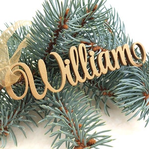 Custom Christmas Stocking Name Tags, Personalized Gift Tags, Wood Name Tags, Dinner Place Card Names, Christmas tree ornament image 4