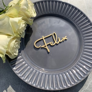 Hochzeit Tischkarten, personalisierte Dinner Namensschilder, elegante hölzerne Geleitkarten, Tischdekoration, benutzerdefinierte Gedeck Tags, Gold