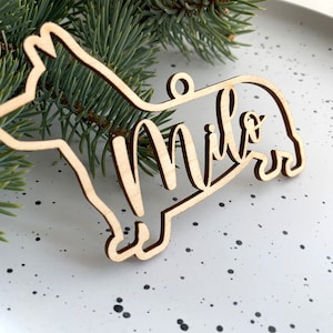 Ornamento de cachorro Pembroke Welsh Corgi, enfeite de raça de cachorro personalizado, enfeite de natal personalizado, enfeite de madeira para animais de estimação, decoração de árvore de Natal