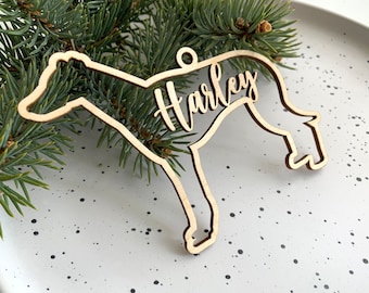 Greyhound Dog Ornament, Personalized Dog Breed Ornament, Custom Christmas Ornament, Wooden Pet Ornament, Christmas Tree Decor