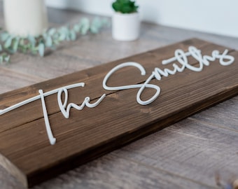 Personalized Family Name Wood Sign, 3D Laser Cut, Wedding Gift