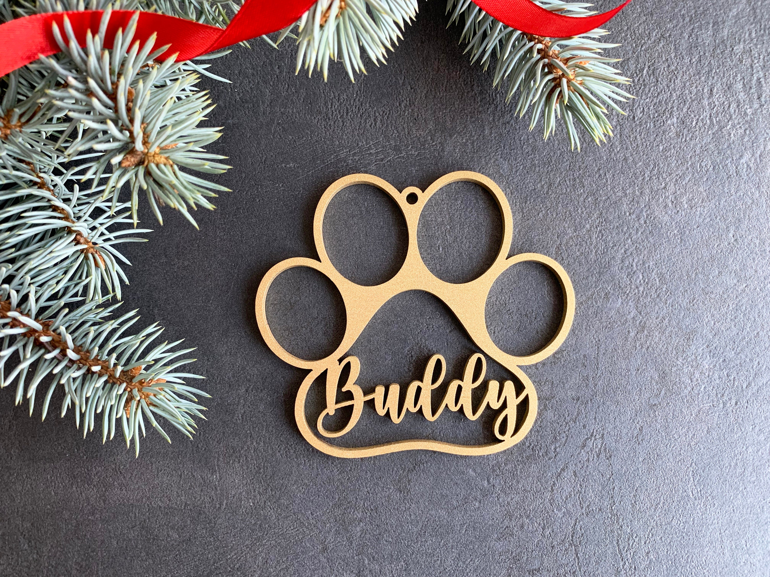 Custom Dog Paw Ornament, Personalized Cat Paw Print Ornament for ...
