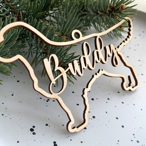 Adorno de perro Golden Retriever, adorno de raza de perro personalizado, adorno de Navidad personalizado, adorno de mascota de madera, decoración de árbol de Navidad