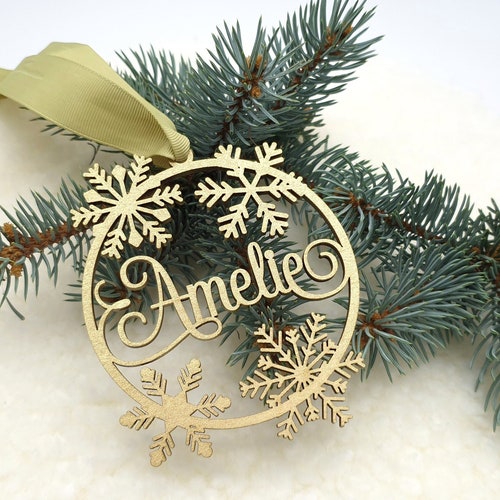 Adorno navideño personalizado de madera de abedul báltico