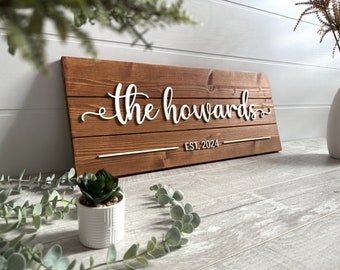 Custom Family Name Wood Sign, Personalized 3D Lettering, Anniversary Gift