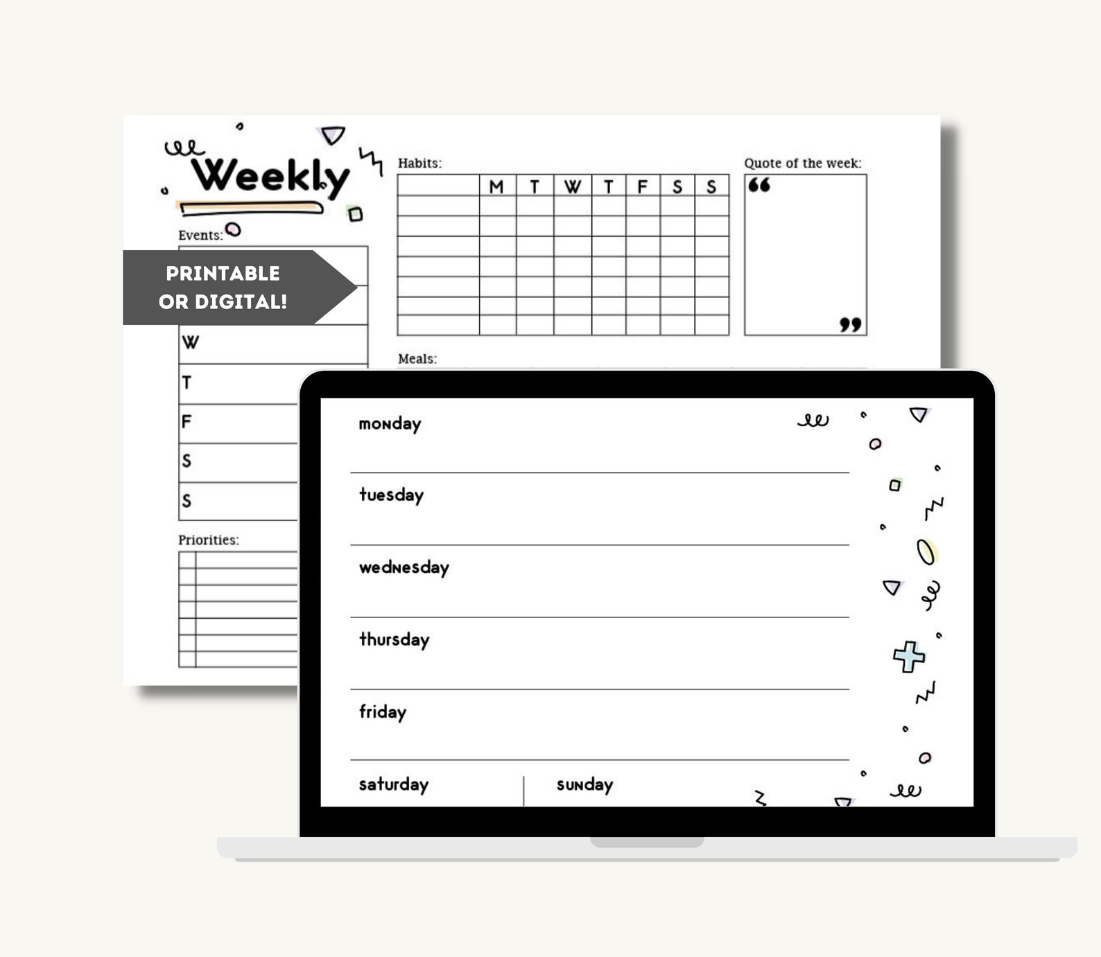 Fun Weekly Planner Printable Sheets - Etsy