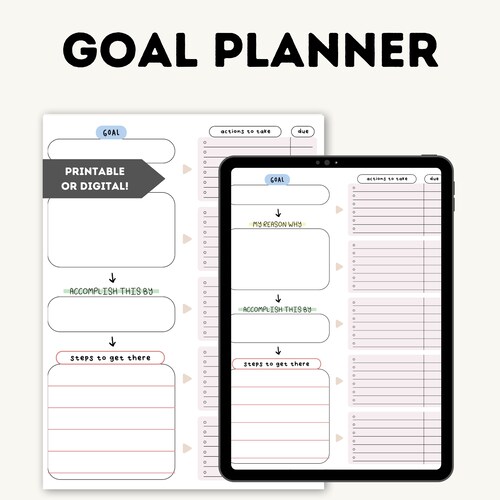 Goal Setting Printable Planner Sheet | Etsy