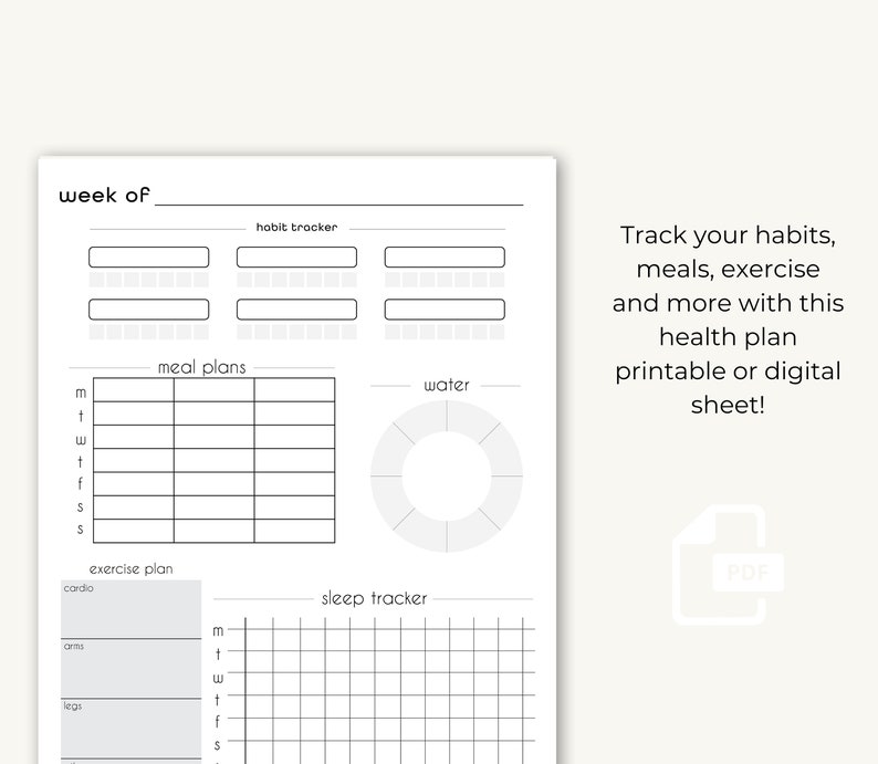 Bullet Journal Health Printable Sheet - Etsy