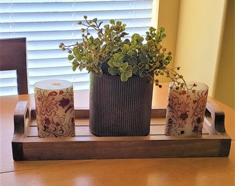 Handmade Wood Tray with built-in handles/Farmhouse/Home Decor/Tablescape/Gifts