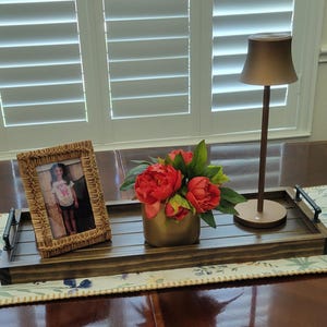 Handmade Wood Tray w/metal handles - Farmhouse Style - Tablescape Decor - Home Decor - Gifts image 2