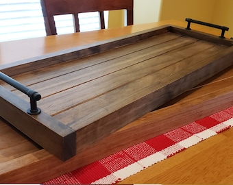 Handmade Wood Tray w/metal handles - Farmhouse Style - Tablescape Decor - Home Decor - Gifts