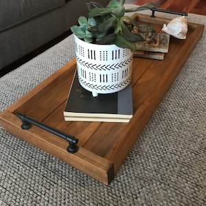 Handmade Wood Tray w/metal handles - Farmhouse Style - Tablescape Decor - Home Decor - Gifts