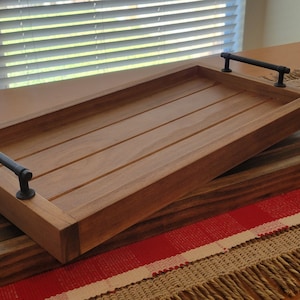 Handmade Wood Tray w/metal handles - Farmhouse Style - Tablescape Decor - Home Decor - Gifts