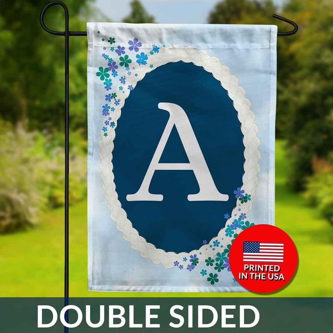 Dainty Blue Floral Monogram Garden Flag – Double Sided Cottage Decor - Etsy