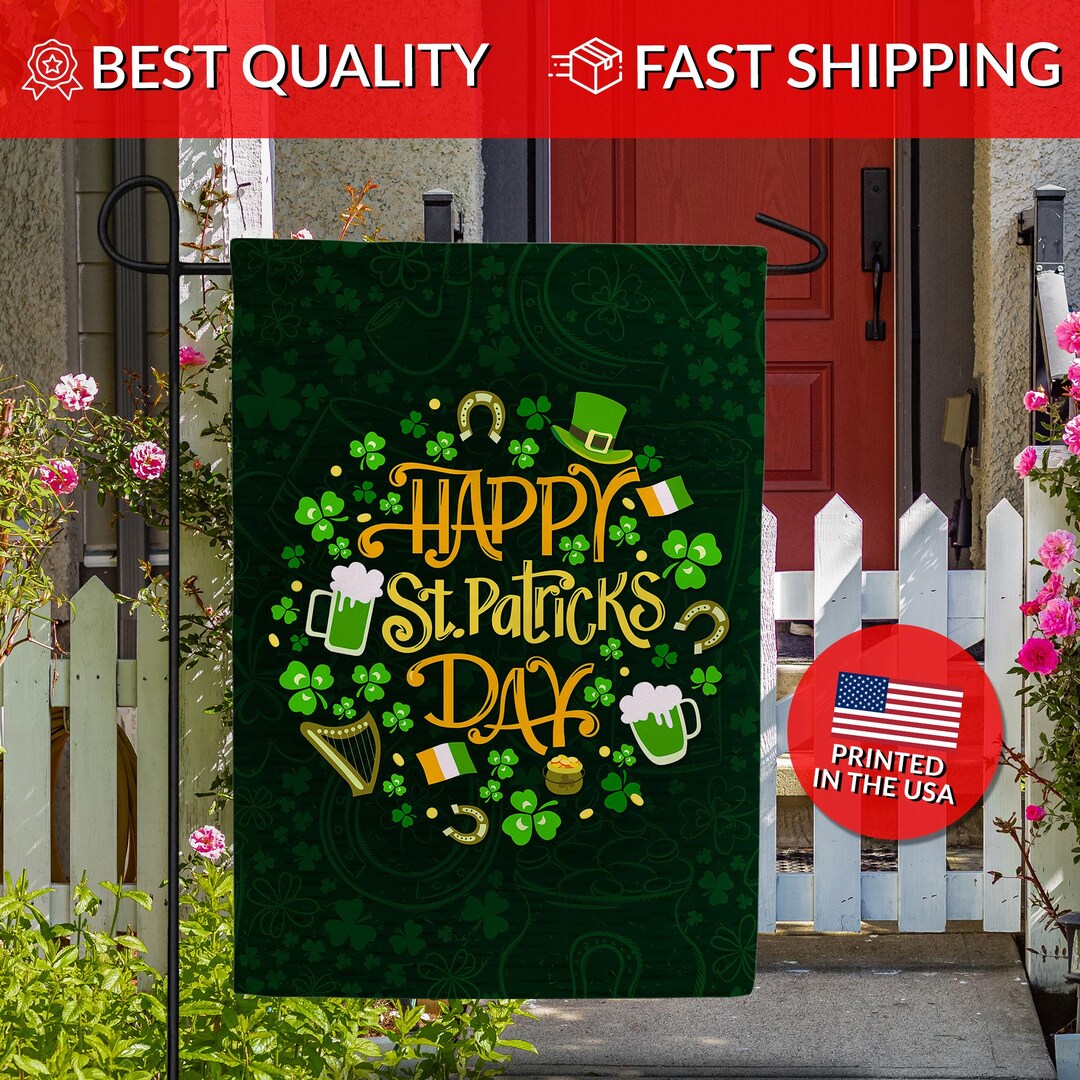 St. Patrick‘s Day Gartenflagge – Doppelseitig Mit Kleeblatt & Regenbogen, 71,1 X 101,6 Cm, Wetterfest