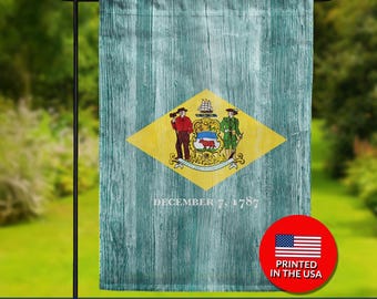 Delaware State Flag – Rustic Wood Style, Double Sided