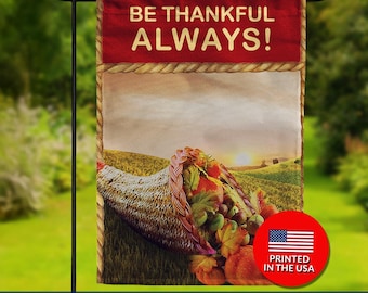 Cornucopia Thanksgiving Garden Flag – Double Sided, Fall Harvest Decor