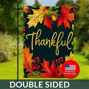 Thankful Fall Leaves Garden Flag – Double Sided Thanksgiving Decor