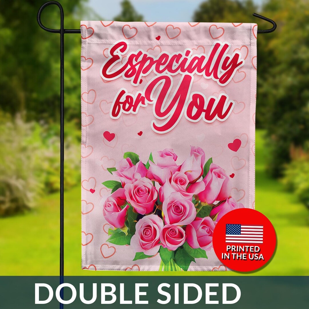 Pink Roses Garden Flag – Especially for You, Valentine's Day Roses - Etsy