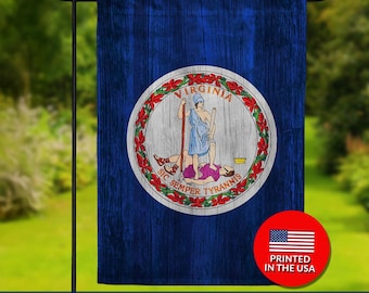 Virginia State Flag - Rustic Wood Texture, Double Sided