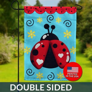 Ladybug Garden Flag – Whimsical Spring Decor, Double-Sided