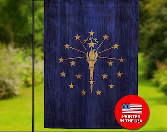 Indiana State Flag – Rustic Wood Design, Double Sided Hoosier Pride Decor