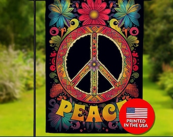 Double Sided Peace Flag – Mandala, Bohemian, Spiritual Garden
