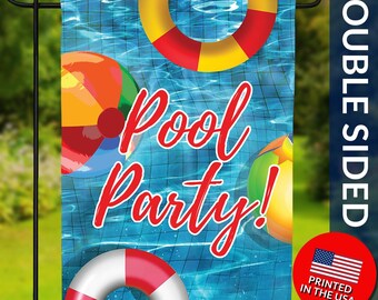 Pool Party Double Sided Garden Flag - Summer Floaters, USA Printed