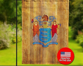 New Jersey State Garden Flag – Rustic Wood Texture, Double Sided