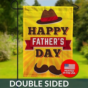 Happy Father's Day Fedora Mustache Flag – Vintage Dad Gift, Double Sided USA Printed