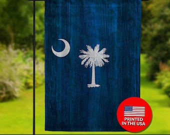 South Carolina Flag – Palmetto State Wood Texture, Double Sided