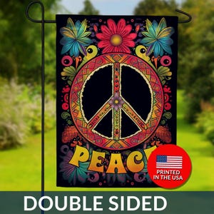 Double Sided Peace Flag – Mandala, Bohemian, Spiritual Garden