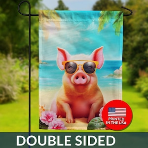 Beach Pig Double Sided Flag – Tropical Coastal Decor