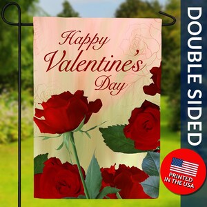 Happy Valentine&#39;s Day Flag - Valentine&#39;s Day Flag, Valentine&#39;s Decoration, Love Flag Decor, Valentine&#39;s Flag, Valentine&#39;s Day, Roses Flag