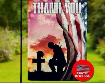 Soldier Memorial Thanks Double Sided Flag - Military Tribute