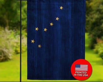 Alaska State Flag – Wood Texture, Double Sided, Weather Resistant