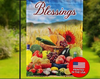 Harvest Blessings Garden Flag – Cornfield Autumn Abundance, Double Sided