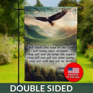 Eagle Wings Scripture Double Sided Flag - Religious Garden Flag, Bible Verse Flag, Isaiah Flag, Eagle Flag, Inspirational Flag