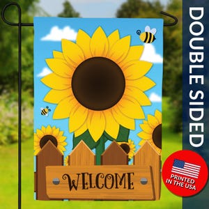 Sunflower Welcome Flag - Summer Yard Decoration, Sunflower Decor, Welcome Sign, Outdoor Decor, Seasonal Decor, Cheerful Flag, Spring Flag