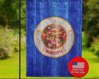 Minnesota State Flag Double Sided Flag - Nordic Wood Style, MN Pride, North Star Decor