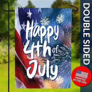 Happy 4th of July Garden Flag – July 4th Flag, American Patriotic Flag, Summer Garden Decor, USA Flag, Entryway Flag, Porch Decoration