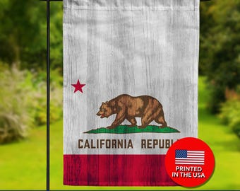 California Bear Flag – Wood Style, Double Sided, Golden State Pride