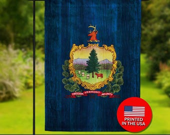 Vermont State Flag - Wood Texture, Double Sided Garden Decor